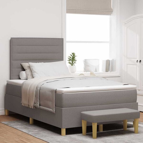 vidaXL Cama Box com colch&atilde;o Cinzento-acastanhado 120 x 190 cm tecido