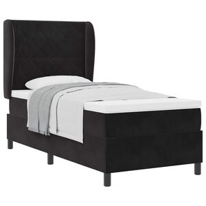 vidaXL Cama Box com colch&atilde;o com cabeceira Preto 200 x 90 cm Poli&eacute;ster