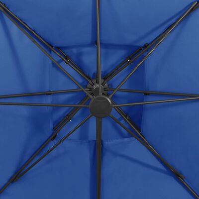 vidaXL Guarda-sol cantilever com toldo duplo 300x300 cm azul-ciano