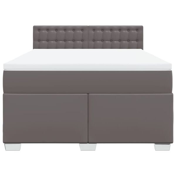 vidaXL Cama com molas/colch&atilde;o 140x190 cm couro artificial cinzento