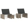 vidaXL Espregui&ccedil;adeiras modulares com mesa 2 pcs vime PE cinzento-claro