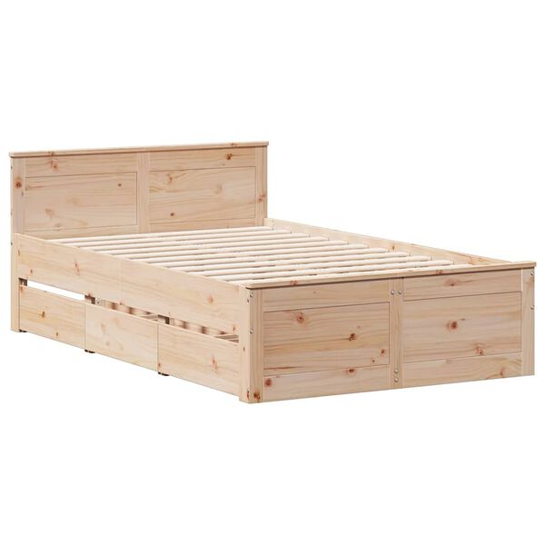 vidaXL Cama sem colchão com cabeceira 135x190 cm pinho maciço