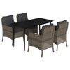 vidaXL 5 pcs conjunto de jantar p/ jardim c/ almofad&otilde;es vime PE cinza