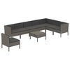 vidaXL 9 pcs conjunto lounge de jardim c/ almofad&otilde;es vime PE cinzento
