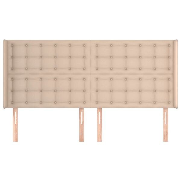 vidaXL Cabeceira cama c/ abas couro artif. 163x16x118/128cm cappuccino