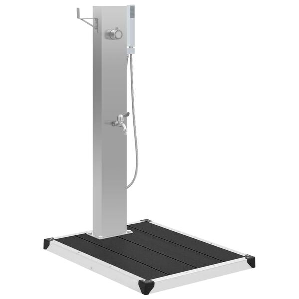 vidaXL Chuveiro para exterior com base WPC a&ccedil;o inoxid&aacute;vel