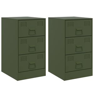 vidaXL Mesas de cabeceira 2 pcs 34,5x39x62 cm a&ccedil;o verde azeitona