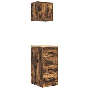 vidaXL Arm&aacute;rios de garagem 2 pcs derivados de madeira carvalho fumado
