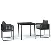 vidaXL 3 pcs conjunto de jantar para jardim preto