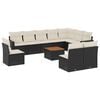 vidaXL 11 pcs conjunto sof&aacute;s de jardim c/ almofad&otilde;es vime PE preto