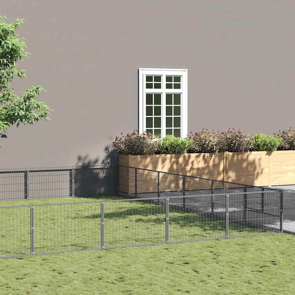 vidaXL Canil para c&atilde;es 48 m&sup2; a&ccedil;o prateado