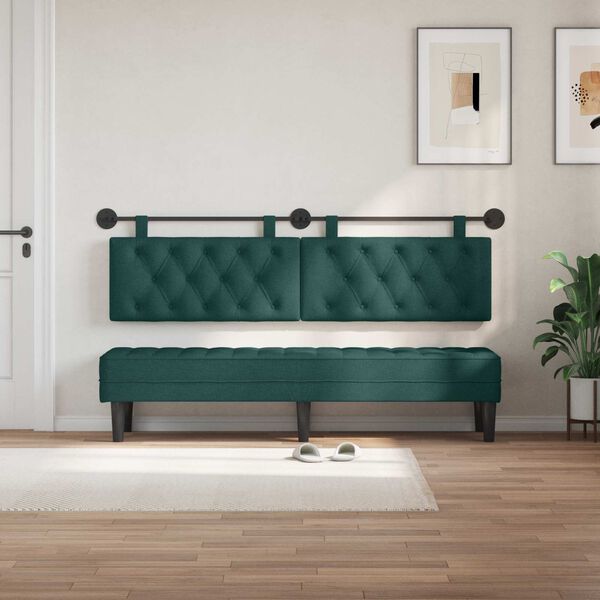 vidaXL Cabeceira Suspensa Verde Escuro 190 x 55 x 7 cm tecido