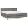 vidaXL Cama com molas/colch&atilde;o 160x200 cm tecido cinzento-escuro