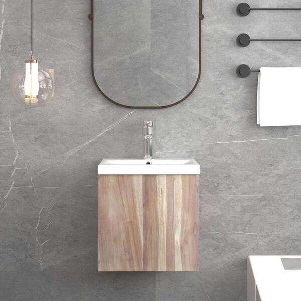 vidaXL Arm&aacute;rio de parede p/ casa de banho 41x38x40 cm teca maci&ccedil;a