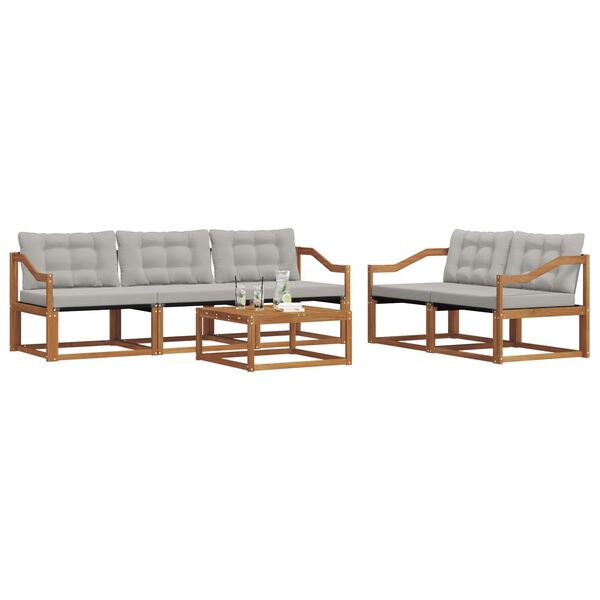 vidaXL Conjunto de Sof&aacute;s para Exterior 6 pcs Cinza Natural e Claro