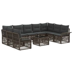 vidaXL Conjunto de Sof&aacute; de Jardim 10 unid. Cinzento vime PE