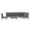 vidaXL 8 pcs conjunto lounge de jardim c/ almofadões vime PE cinzento