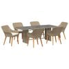vidaXL Conjunto de Jantar para Jardim 7 unid. Bege vime PE