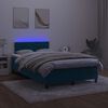 vidaXL Cama box spring c/ colch&atilde;o/LED 120x200 cm veludo azul-escuro