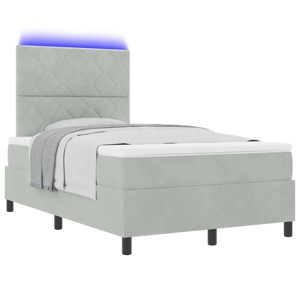 vidaXL Cama Box Spring LED Cinzento-claro 120 x 200 cm tecido