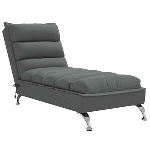 vidaXL Chaise lounge de massagem com almofad&otilde;es tecido cinzento-escuro