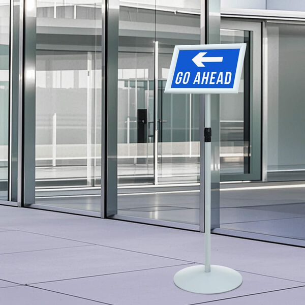 vidaXL Suporte de P&ocirc;ster Pedestal Prateado 33 x 33 x 123 cm PVC e A&ccedil;o