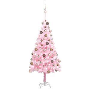 vidaXL &Aacute;rvore Natal artificial pr&eacute;-iluminada c/ bolas PVC rosa