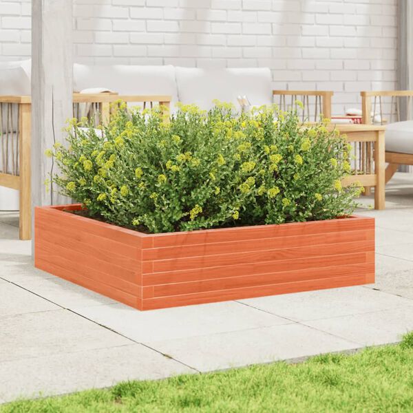 vidaXL Vaso/floreira de jardim 90x90x23 cm pinho maci&ccedil;o castanho mel