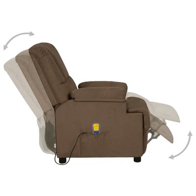 vidaXL Poltrona de massagens reclinável camurça artificial castanho