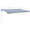 vidaXL Toldo retr&aacute;til manual com LED 500x350 cm azul e branco