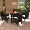 vidaXL 5 pcs conjunto de jantar p/ jardim c/ almofad&otilde;es vime PE preto