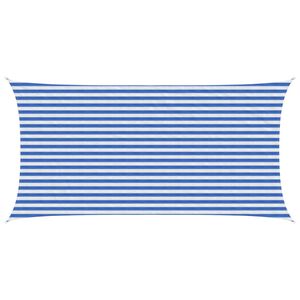 vidaXL Vela de Sombra 2,5 x 5 m HDPE Retangular Azul e Branco