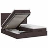 vidaXL Cama ottoman com colch&atilde;o 2 unid. Marrom Escuro Tecido