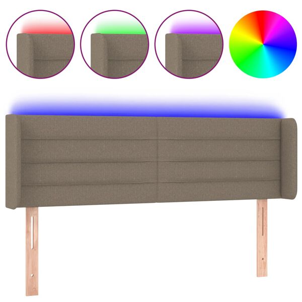 vidaXL Cabeceira de cama c/ luzes LED 147x16x78/88cm cinza-acastanhado
