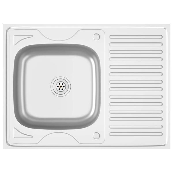 vidaXL Lava-lou&ccedil;a cozinha + escorredor 800x600x155mm a&ccedil;o inox prateado