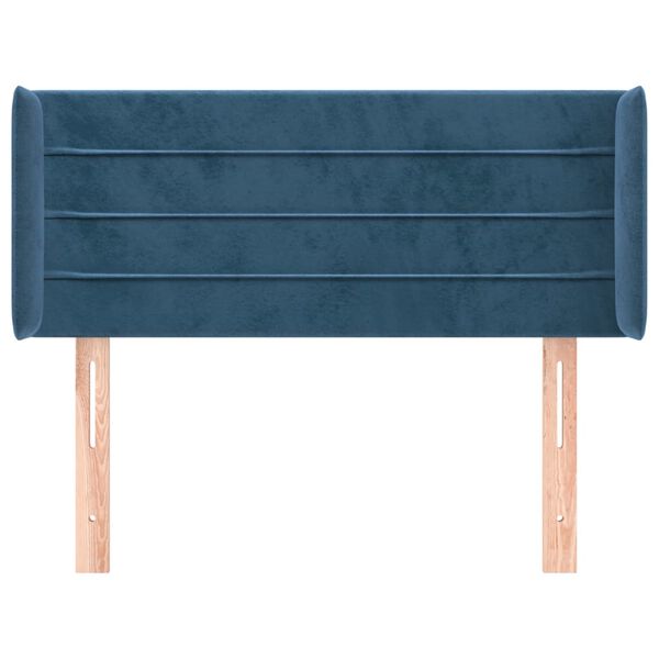 vidaXL Cabeceira de cama c/ abas veludo 93x16x78/88 cm azul-escuro