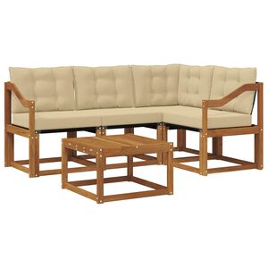 vidaXL Conjunto de Sof&aacute;s para Exterior 5 pcs Natural e Bege