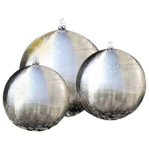 vidaXL 3 pcs esferas para fonte de jardim com LED a&ccedil;o inoxid&aacute;vel