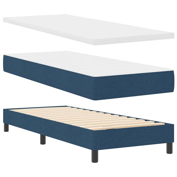 vidaXL Cama Box com colch&atilde;o com cabeceira Azul 80 x 200 cm tecido