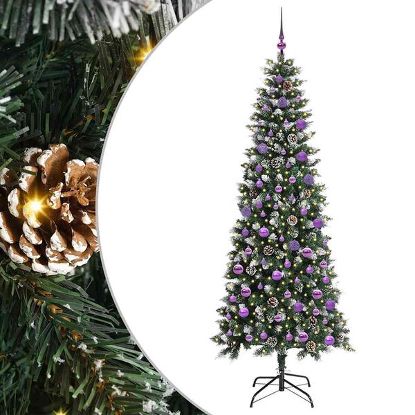 vidaXL &Aacute;rvore de Natal Artificial Verde 210 cm PVC, Pl&aacute;stico e A&ccedil;o