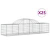 vidaXL Cestos gabi&atilde;o arqueados 25pcs 200x50x40/60 cm ferro galvanizado