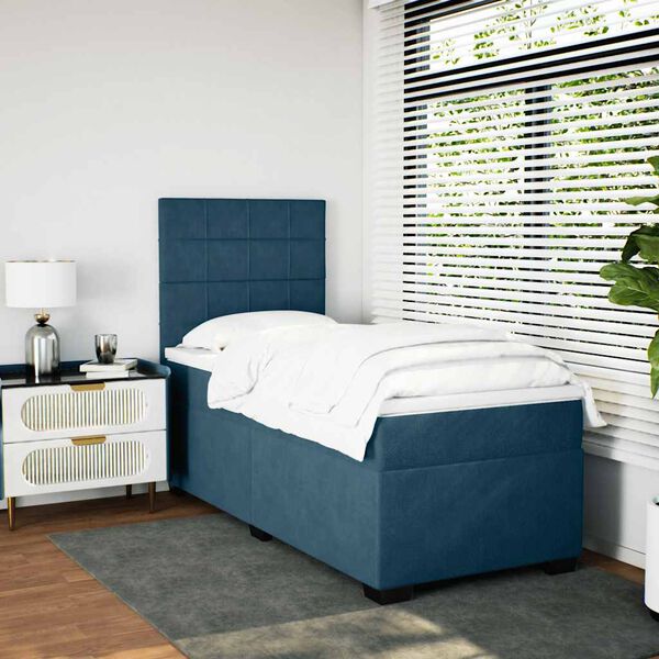 vidaXL Cama boxspring com colch&atilde;o 80x200 cm veludo azul