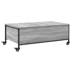 vidaXL Mesa de centro com rodas derivados de madeira cinzento sonoma