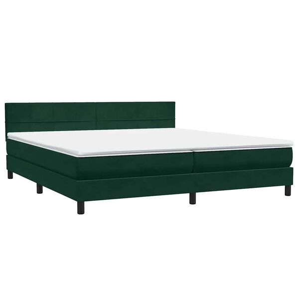 vidaXL Cama com molas/colch&atilde;o 180x220 cm veludo verde-escuro