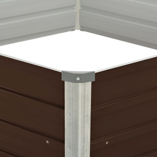 vidaXL Canteiro jardim elevado 129x129x45cm a&ccedil;o galvanizado castanho