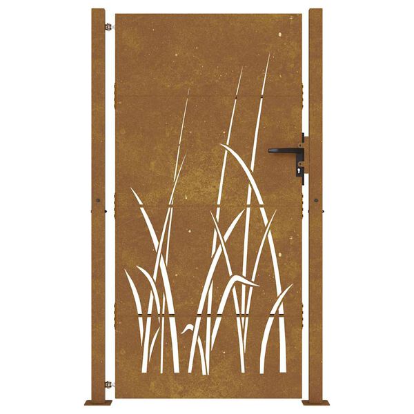 vidaXL Port&atilde;o de jardim 100x200 cm a&ccedil;o corten design erva