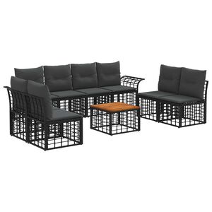 vidaXL Conjunto de Sof&aacute;s para Exterior 9 pcs Preto e Cinza Escuro