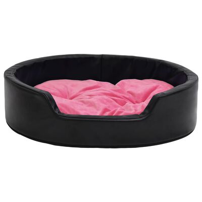 vidaXL Ninho p/ cães 99x89x21 cm pelúcia/couro artificial preto e rosa