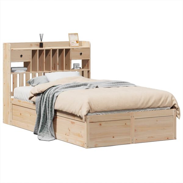 vidaXL Cama sem colchão 135x190 cm madeira de pinho maciça