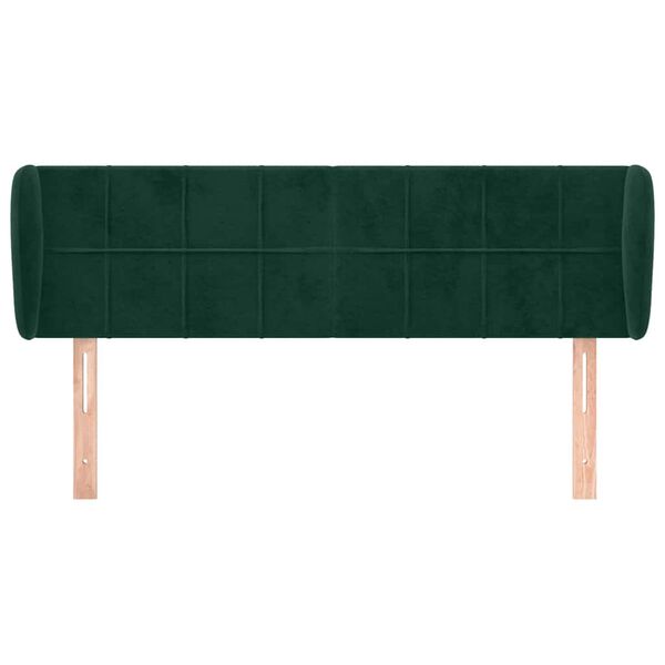 vidaXL Cabeceira de cama c/ abas veludo 147x23x78/88cm verde-escuro